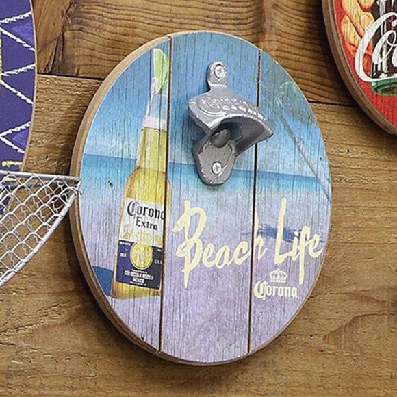Corona Extra 8" Beach Life Wooden Sign with Bottle Opener - Picture 2 of 3